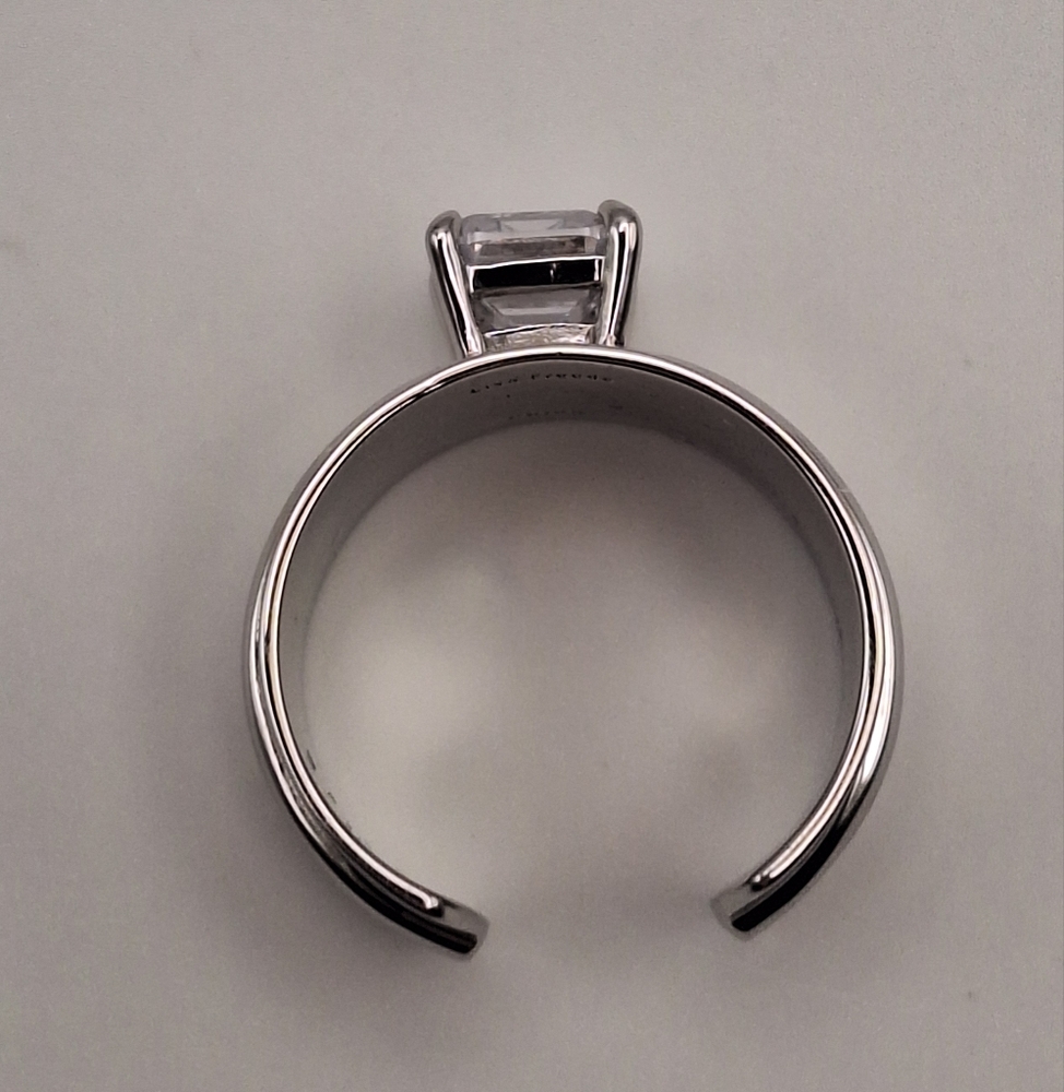 Diamonique x Lisa Freede Emerald-Cut Adjustable Cigar Band Ring–Silver Tone Sz 7 - Picture 6 of 12